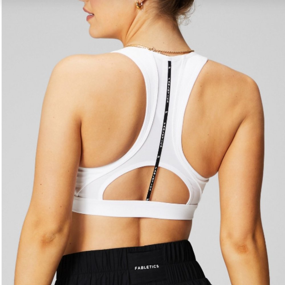 NWT Fabletics Belle Racerback High Impact Sports Bra white large discontinued